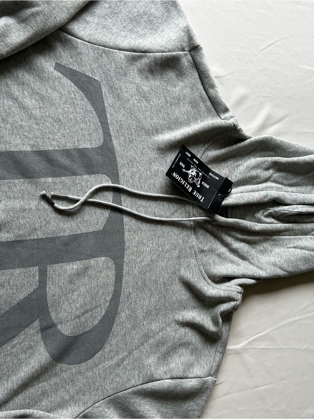 True Religion women’s cropped Gray Hooded Sweatshirt